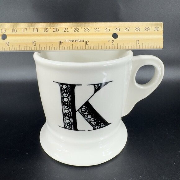 Anthropologie Monogram Letter K Mug Black Initial White Ceramic Coffee Mug Cup - Picture 5 of 10